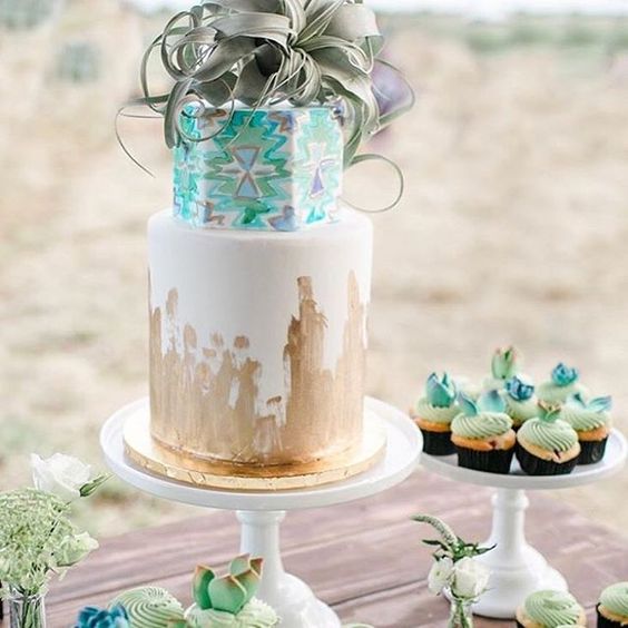 hand painted cake boho and watercolor