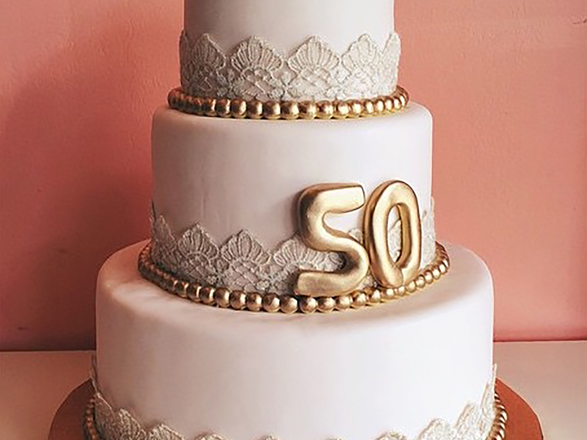 Shimmering Golden Anniversary Cake - Wishingcart.in